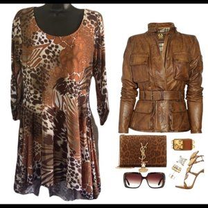 Pretty Young Thing animal print long sleeve dress
